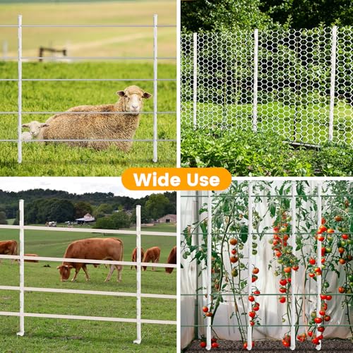 Electric Fence Posts 50 Pack, White 48 inch Step in Fence Posts - color: White, size: 48 INCH-50 PCS