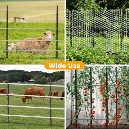 Electric Fence Posts 25 Pack, Black 48 inch Step in Fence Posts - color: Black, size: 48 INCH-25 PCS