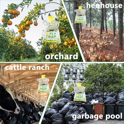 Fly Trap 8 Pack Outdoor Hanging Disposable Fly Catcher Mess-Free Bug Bags for Yard Garden Farm & Horse Ranch