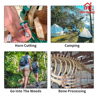 Wire Saw for Goat Horns with 2 Handles, Dehorning Cutting Tool OB Stainless Steel Heavy Duty Braided Removal Cutter, Rust Resistant Pocket String Compact for Outdoor Camping Garden Cattle Fishing