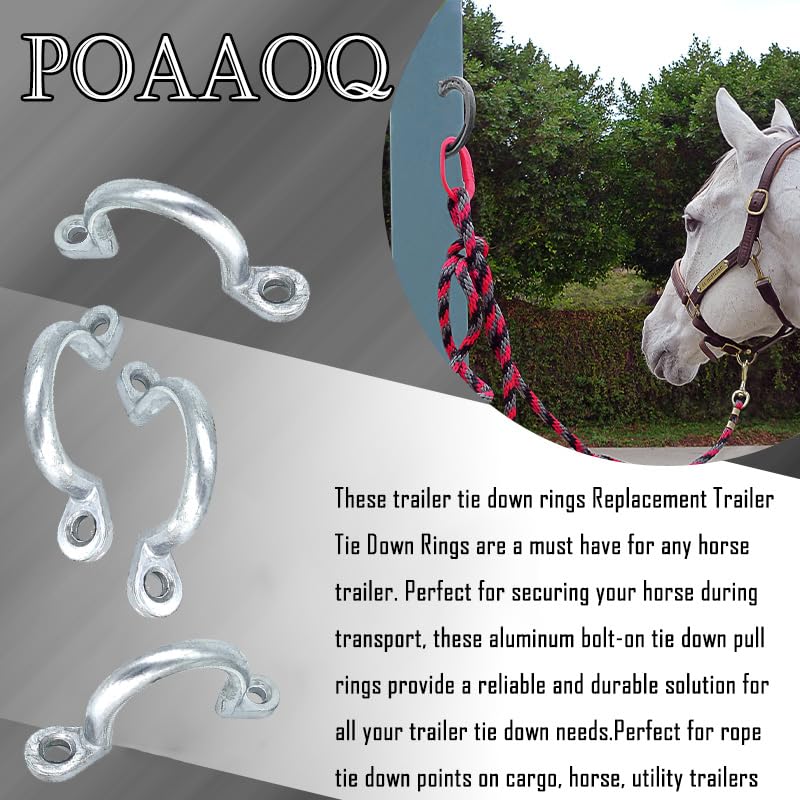 2in Bolt-On Trailer Tie Loop Ring Replacement 4Pcs | Aluminum Tie Down Ring, 2in ID, Bolt-On Lashing Rope Loop, for Horse Trailer, 4Pcs