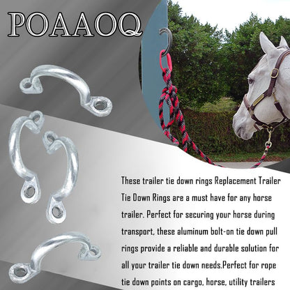 2in Bolt-On Trailer Tie Loop Ring Replacement 4Pcs | Aluminum Tie Down Ring, 2in ID, Bolt-On Lashing Rope Loop, for Horse Trailer, 4Pcs
