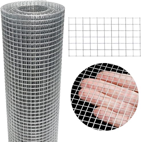 Hardware Cloth 16'' x 10' 1/4 in Galvanized Wire Mesh Roll (23 GA) Chicken Wire Fence Roll for Chicken Pen/coop Fences, Screen mesh, Rabbit/Snake Fences, Poultry enclosures, Handicraft Making, etc. - size: 16In x 10Ft