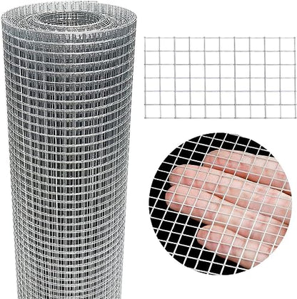 Hardware Cloth 16'' x 10' 1/4 in Galvanized Wire Mesh Roll (23 GA) Chicken Wire Fence Roll for Chicken Pen/coop Fences, Screen mesh, Rabbit/Snake Fences, Poultry enclosures, Handicraft Making, etc. - size: 16In x 10Ft