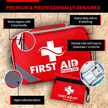 Protect Life Survival First Aid Kit for Home/Business, Camping 250pcs - size: 251 Pieces