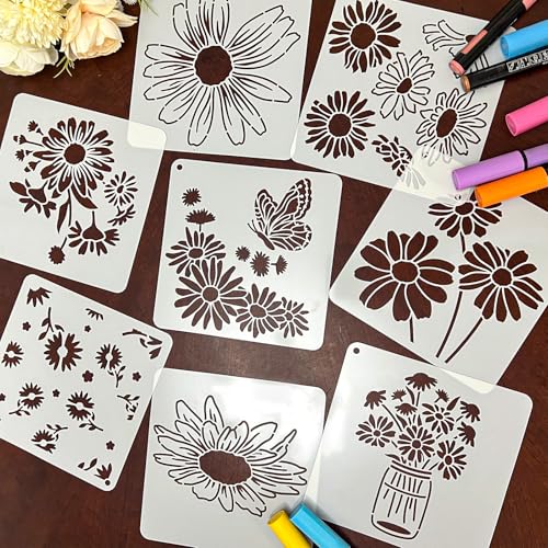 25 Pcs Daisy Quote Stencils for Painting, Flower Signs and Cards 6 Inch - color: Daisy
