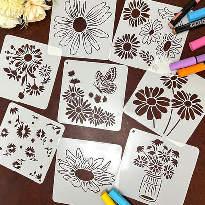 25 Pcs Daisy Quote Stencils for Painting, Flower Signs and Cards 6 Inch - color: Daisy