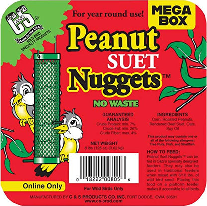 C&S Wild Bird Peanut Suet Nuggets Mega Box, 8 Pounds (Pack of 2) - size: 8 Pound (Pack of 2)