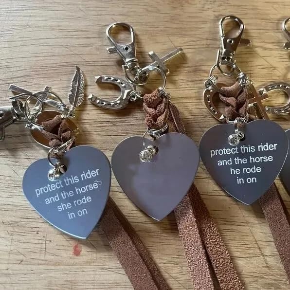 Protect This Rider and The Horse She Rode in On-Saddle Charm, Saddle Heart Charm, Equestrian Riding Gift,Horse Lovers Gifts - color: she