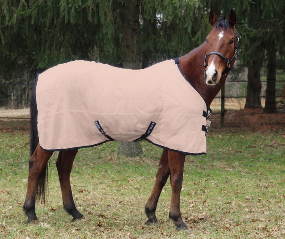 TuffRider Comfy Mesh Fly Sheet | UV Protection Horse Sheet, Standard Neck, 130 Grams Breathable Polyester Mesh- Adobe Rose- 87 - color: Adobe Rose, size: 87