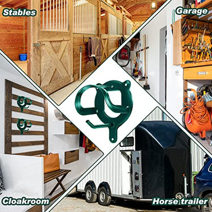 Dunzy 6 Pcs Bridle Hooks Horse Bridle Rack, Dark Green - color: Dark Green