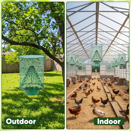 6 Pack Spotted Lanternfly Fly Traps Waterproof Ranch Fly Traps Bags Outdoor Hanging Reusable Flies Catcher with Bait Tray Effective Way to Catch Lantern Flies and Nymphs for Family Farm Garden Barn