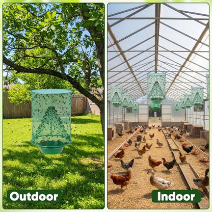 6 Pack Spotted Lanternfly Fly Traps Waterproof Ranch Fly Traps Bags Outdoor Hanging Reusable Flies Catcher with Bait Tray Effective Way to Catch Lantern Flies and Nymphs for Family Farm Garden Barn