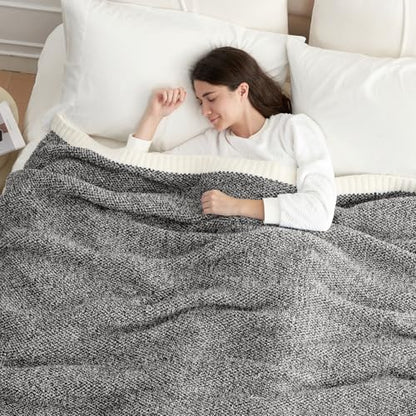 Snuggle Sac Super Soft & Reversible Heather Black Throw - Oversized Cozy Knit Blanket for Bed, Sofa, Living Room, Twin Size (60x80 Inches) - color: Heather Black, size: Twin (60"x80")
