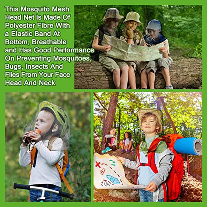 HESTYA 4 Pack Mosquito Head Net Mesh Face Cover Outdoor, 4 Color A - color: 4 Color a