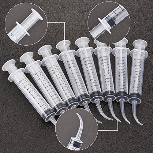 TecUnite 8 Pcs Syringe Dental Irrigation Syringe with Curved Tip - style: With Measurement