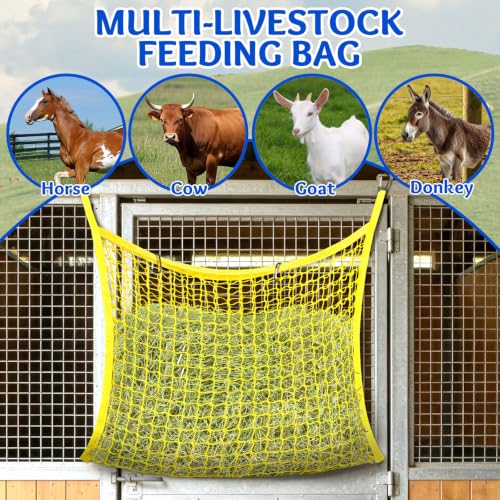 YedsIntu 3 Pcs Hay Bags for Horses, Slow Feed Hay Nets for Horses Goat Sheep, Large Capacity Hay Feeder for Stall, Trailer, Pasture - size: 3PCS-Green,Yellow,Blue