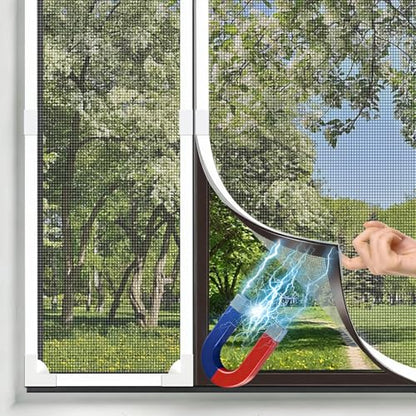 Magnetic RV Window Screen, Max 36 x 56" + Corner & Wind Clips for 2 Windows - size: 2-Pack