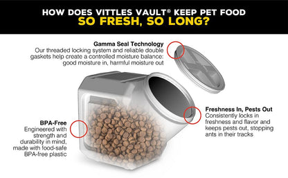 Vittles Vault Traditional Dog and Cat Food Container + Scoop, Gray, 60lbs - size: 60 Pounds