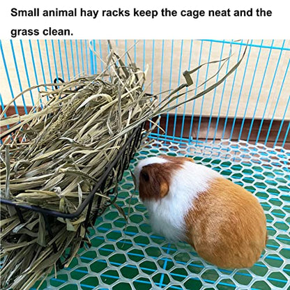 Rabbit Hay Feeder Rack Guinea Pig Hay Dispenser for Cage Hanging Metal Feeder Small Animals Hay Holder Manger for Rabbits Guinea Pigs Chinchillas Ferrets (Black - 2 in a Group)