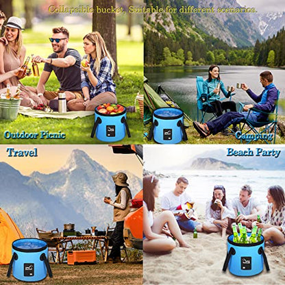 Esthesia Collapsible Bucket, 5 Gallon Portable Folding Water Container for Travelling, Camping, Hiking, Fishing, Gardening - color: Blue