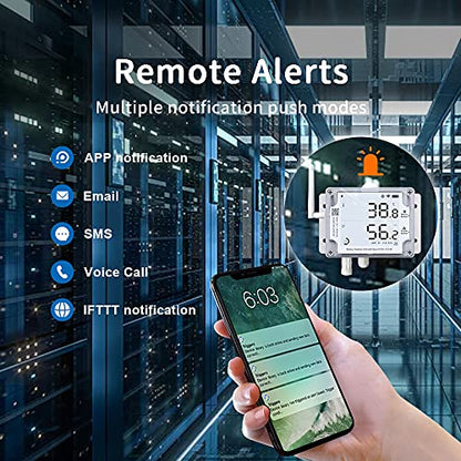 GS1-A1RS - Smart WiFi Temperature & Humidity Sensor - Versatile External Probes, Scheduled Reports，Custom Alerts, Free App, No Subscription - Alexa & IFTTT Compatible (2.4GHz, Hub-Free) - style: GS1-A1RS