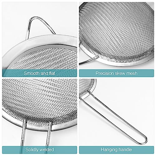 2 Pack Fine Mesh Strainer, Small Stainless Steel Sieves with Handles, for Steeping Loose Leaf Tea, Straining Cocktail, Juice and Sifting Flour, Powdered Sugar (2pcs) - color: 2pcs
