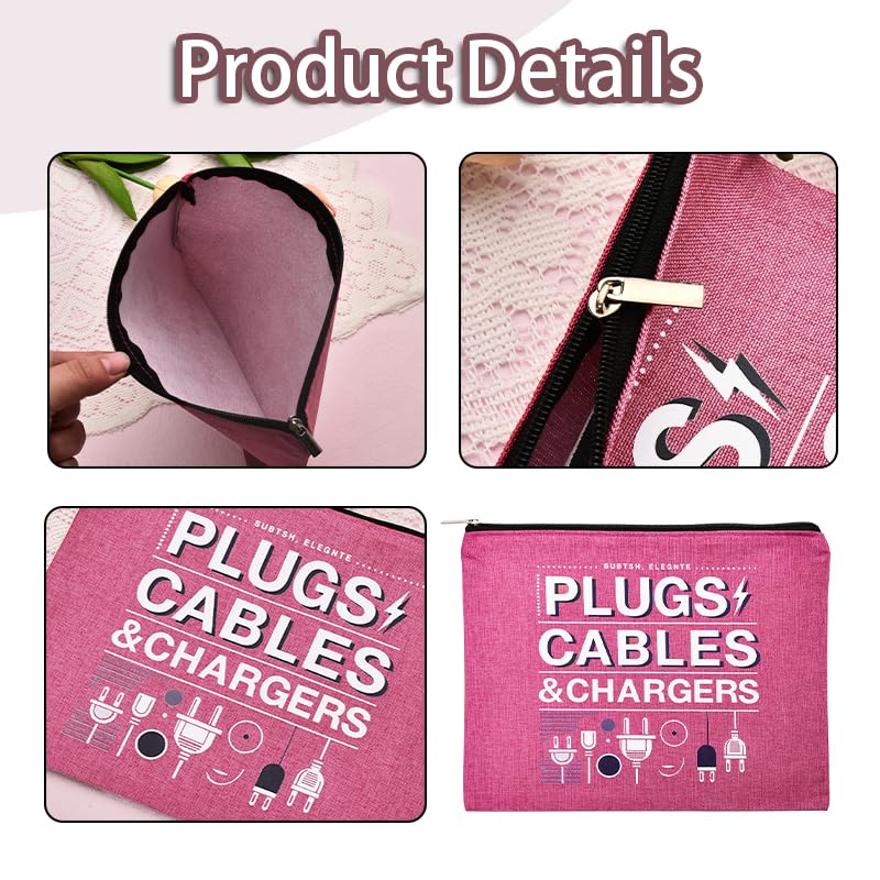 ShiQiao Spl Charging Cable Organizer Pouch for Travel Accessories Bag for Charging Cable Portable Organizer Bag Travel Toiletry Makeup Cosmetic Bags for Daughter Friend Christmas Birthday Gifts - style: Plugs Cables Charger