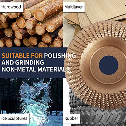 Upgraded Tungsten Carbide Wood Carving Disc Grinding Wheel, Angle Grinder Polishing Pad Wood Sanding Shaping Cutting Discs, Stump Grinder Wood Carving Tools for Angle Grinder Attachments