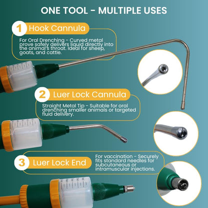 IVS 50cc Livestock Drench Gun Set with Hook Cannula