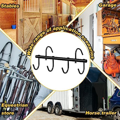 Dunzy 2 Pcs Black Tack Rack with Swivel Hooks 6 Hook Horse Trailer Organizer Portable Tacks Hangers Hanging Bridle for Horse Tack Holder Stall Barn and Fence Trailer Accessories - style: 6 Hooks Style