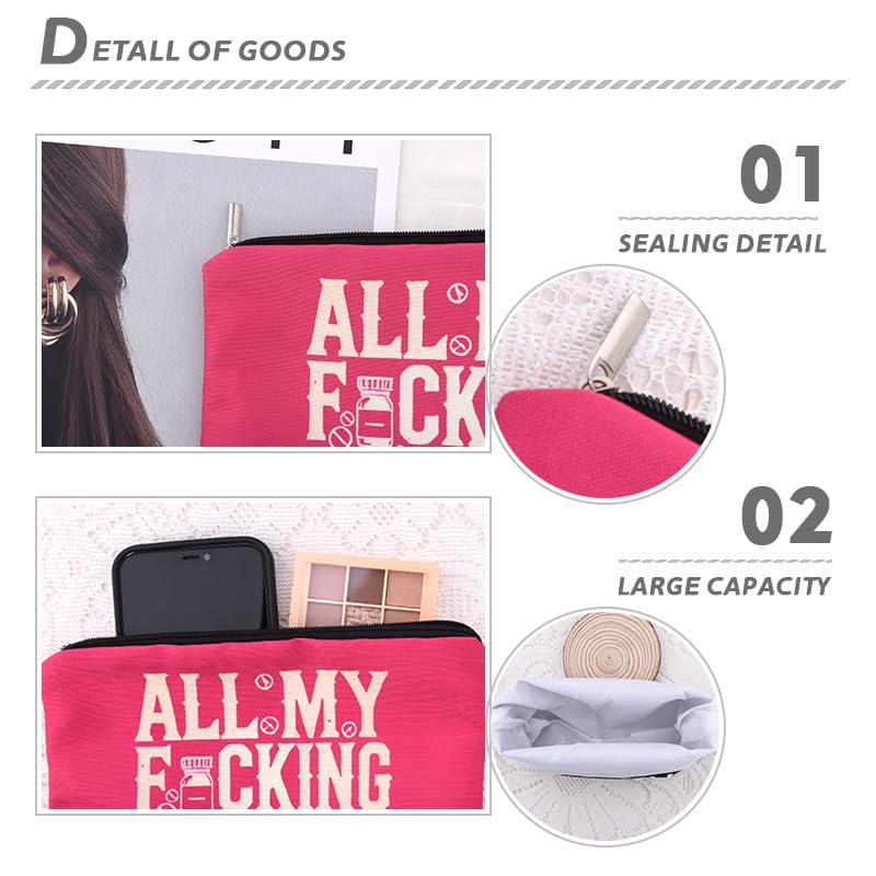 All My Meds Makeup Bag Med Pouch Bag for Nurse Doctor Funny Appiciation Gift Medical Medicine Travel Cosmetics Toiletry Bag Pouch Drug Pill Medication Organizer Patient Get Well Soon Gifts - color: Fucking Med