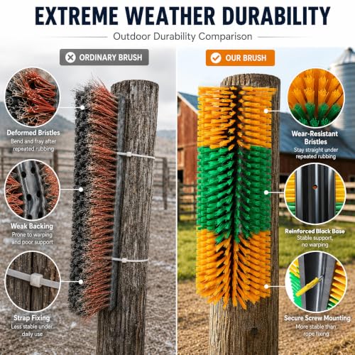 Livestock Scratching Brush 1-Pack — Cattle Horse Goat Pig Sheep Grooming Post, High-Visibility Animal Scratcher, Stress Relief Goat Toys for Summer Itch & Shedding - color: Yellow-1PCS