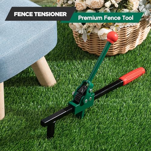 LEIFIDE 1 Pc Chain Link Fence Stretcher Tool Ratcheting Wire Tightener Puller for Woven Wire Fence 1.7''-9'' Tension Range Hooked Groove One-Hand Operation (16.5 Inch,Green) - color: Green, size: 16.5 Inch