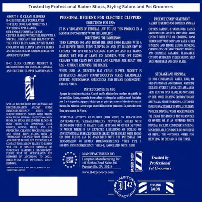 H-42 Professional Clipper Blade Cleaner - Waterless, Cleans & Cools, 32oz Refill Bottle - size: Bottle-32 Fl Oz