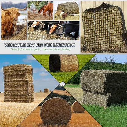 6x6 ft Square Bale Hay Net for Horses, 1.7 inch Hole Knotless - style: Square
