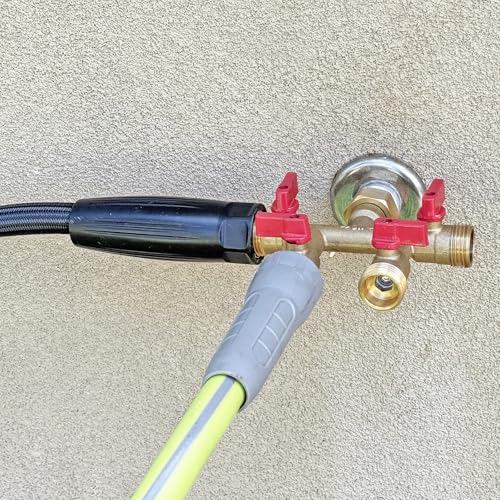 HQMPC Hose Splitter – Heavy-Duty Brass Garden Faucet Connector Garden Hose Splitter 4 Way 3/4" GHT Thread Red Handle - style: 4 Way Hose Splitter