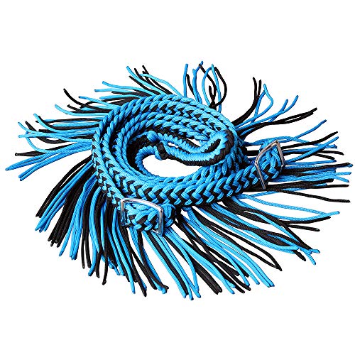 HILASON 1" X 8Ft Braided Poly Barrel Racing Reins Flat Grip - color: Turquoise Black