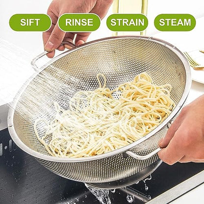 Gulex Stainless Steel Colander Set, Kitchen Strainer, Dishwasher Safe - size: 3QT+5QT