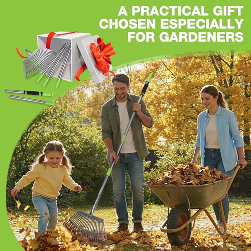 WORKPRO Rakes, Small Leaf Rake with 73” Adjustable Long Handle - size: 25 TINE