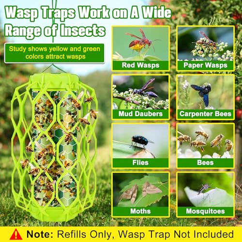 Qualirey 20 Pack Wasp Trap Refills, Fits Most Wasp Sticky Trap, 12" x 8.6"