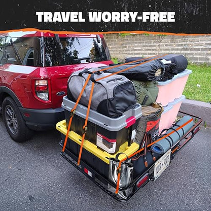 Mockins XXL Trailer Hitch Cargo Carrier with Rear Lights & Plate Bracket - size: 72"L X 36"W X 6"H - XXL