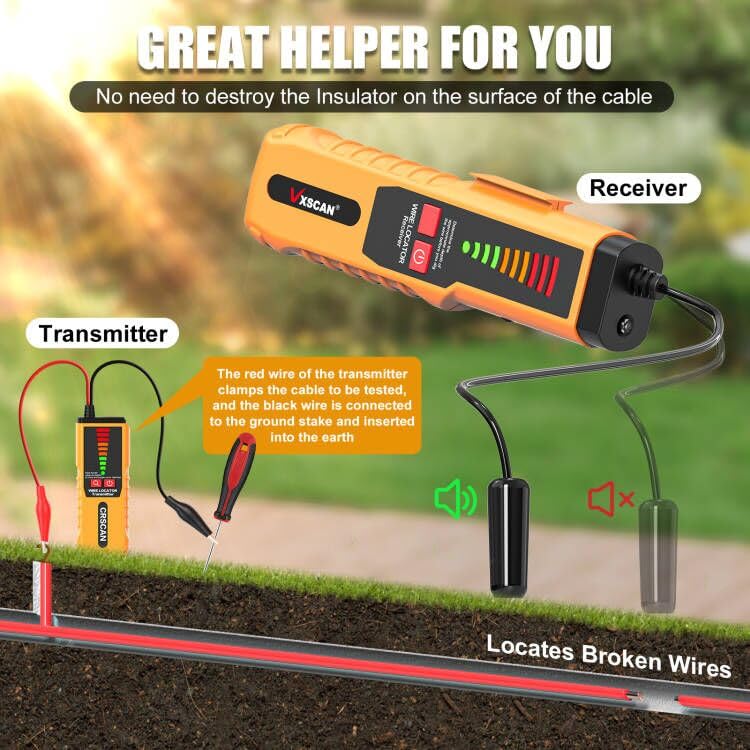 Underground Wire Locator Tracer for Locating Broken Wires Dog Fence Cables
