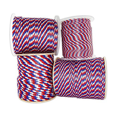 SGT KNOTS Solid Braided Polypropylene Derby Rope – Durable, Weatherproof Rope Ideal for Animal Handling, Boating, Camping, and Knot Tying Practice (1/4" x 25ft, RedWhiteBlue) - color: Red White Blue, size: 1/4 in x 25 ft
