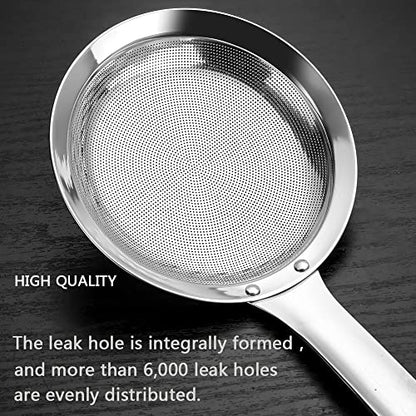 3Pack Sieve Fine Mesh Strainer Set Stainless Steel Metal Flat Cooking Skimmer Ladle Colander With Handle Food Strainer Kitchen Tools For Kitchen Baking Oil Filter Flour Sifter Foam,L M Small