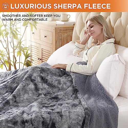 Westinghouse Heated Blanket Full Size, Faux Fur with 10 Levels, Grey - color: Grey, size: Full 80" x 84"