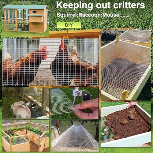 Hardware Cloth 4'' x 10' 1/2 in Galvanized Wire Mesh Roll (19 GA) Chicken Wire Fence Roll for Chicken Pen/coop Fences, Screen mesh, Rabbit/Snake Fences, Poultry enclosures, Handicraft Making, etc. - size: 4In x 10Ft