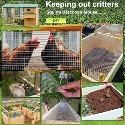 Hardware Cloth 4'' x 10' 1/2 in Galvanized Wire Mesh Roll (19 GA) Chicken Wire Fence Roll for Chicken Pen/coop Fences, Screen mesh, Rabbit/Snake Fences, Poultry enclosures, Handicraft Making, etc. - size: 4In x 10Ft