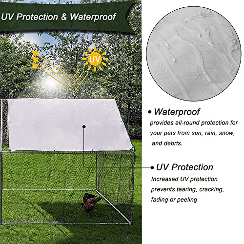 Large Metal Chicken Coop Plastic-Dipped Hexagonal Galvanized Wire Net Cage,W/Removable Waterproof & Anti-Ultraviolet PE Cover,Duck Rabbit Sheep Outdoor House(10' L x 20' W x 6.56' H)