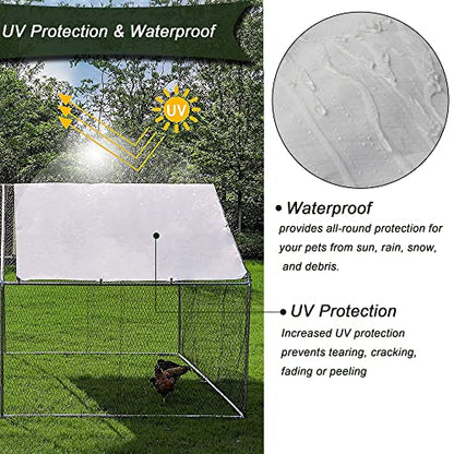 Large Metal Chicken Coop Plastic-Dipped Hexagonal Galvanized Wire Net Cage,W/Removable Waterproof & Anti-Ultraviolet PE Cover,Duck Rabbit Sheep Outdoor House(10' L x 20' W x 6.56' H)
